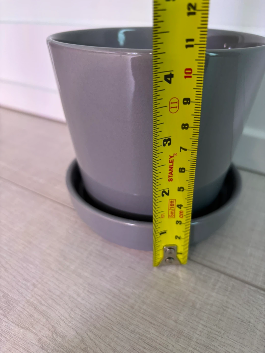 Grey IKEA ceramic planter with Saucer 4 inches - photo 4