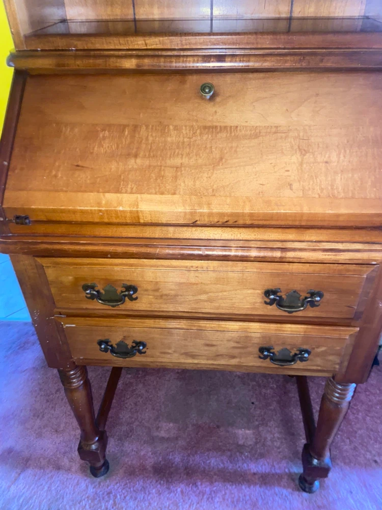 Vintage Wooden Secretary Desk with Hutch - photo 5