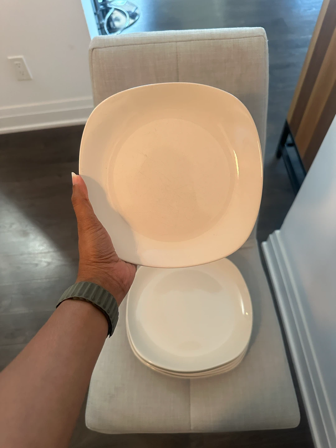 Set of 4 Cream Square Dinner Plates - photo 5