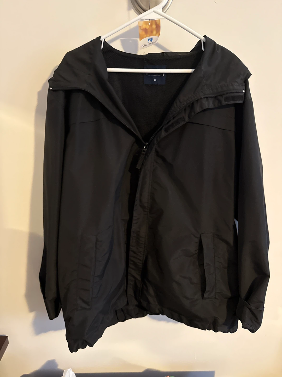 Black Hooded Rain Jacket XL