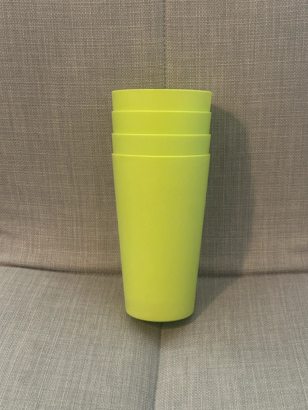 Set of 4 lime green plastic tumblers