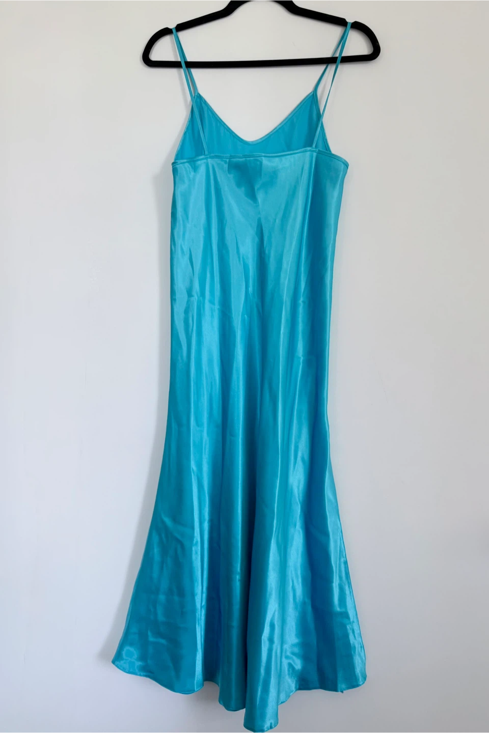 Jasmin Blue Satin Nightgown & White Floral Robe Set M - photo 4