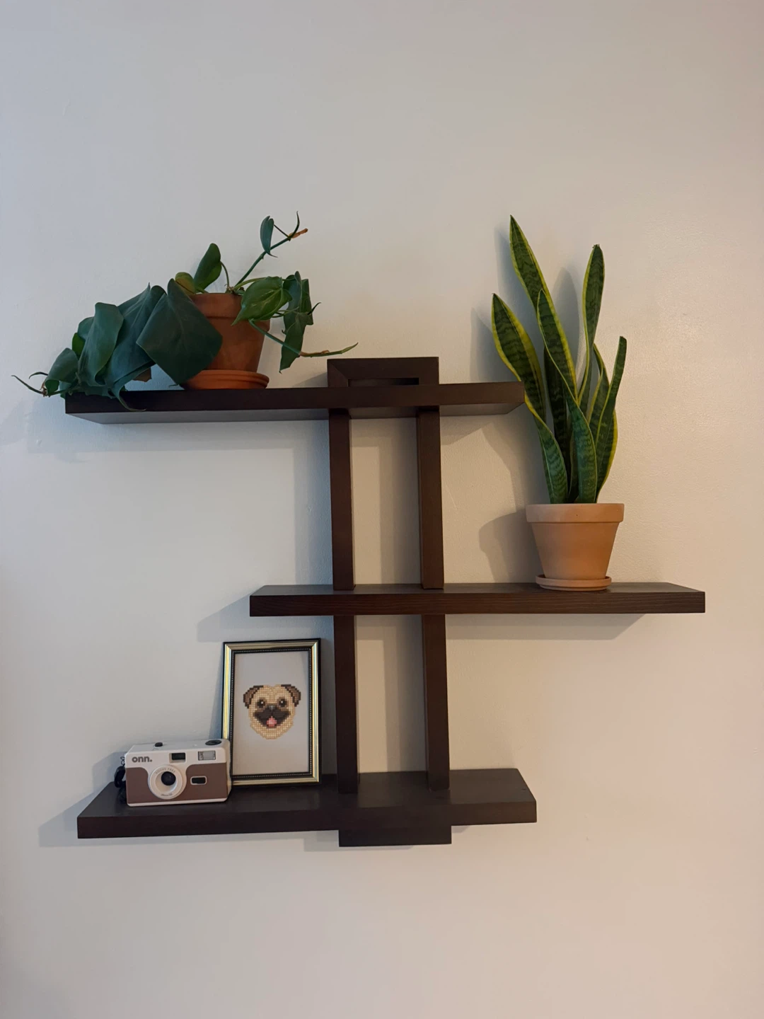 Dark Brown Wall-Mounted Floating Shelf Unit Modular