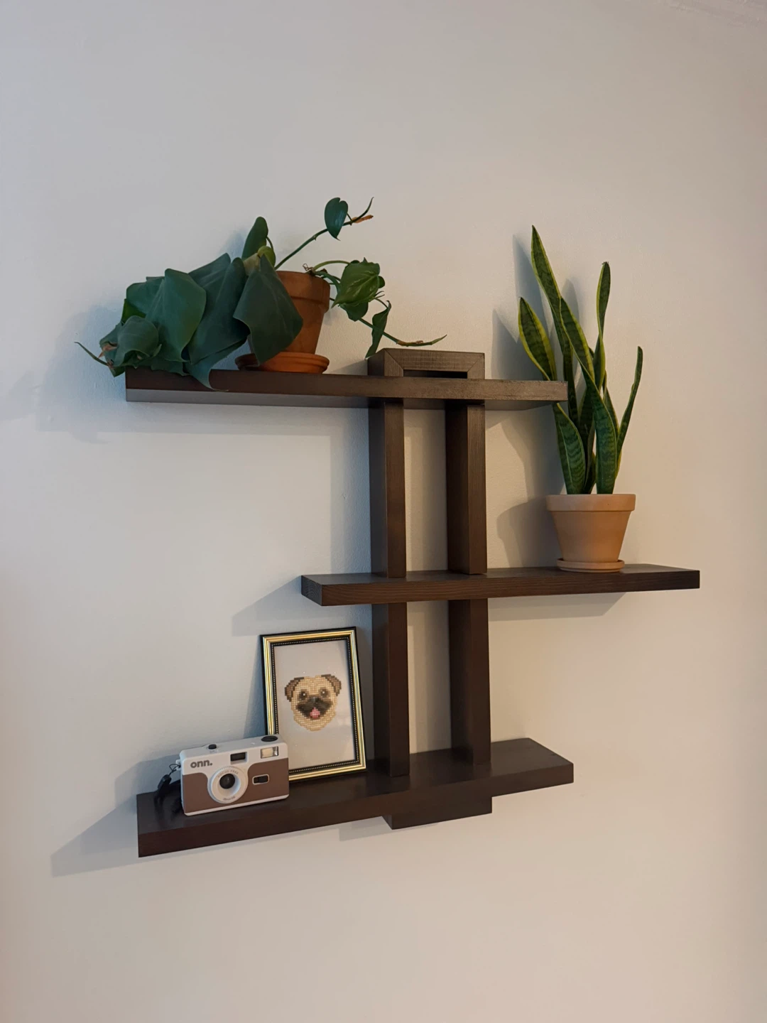 Dark Brown Wall-Mounted Floating Shelf Unit Modular - photo 2
