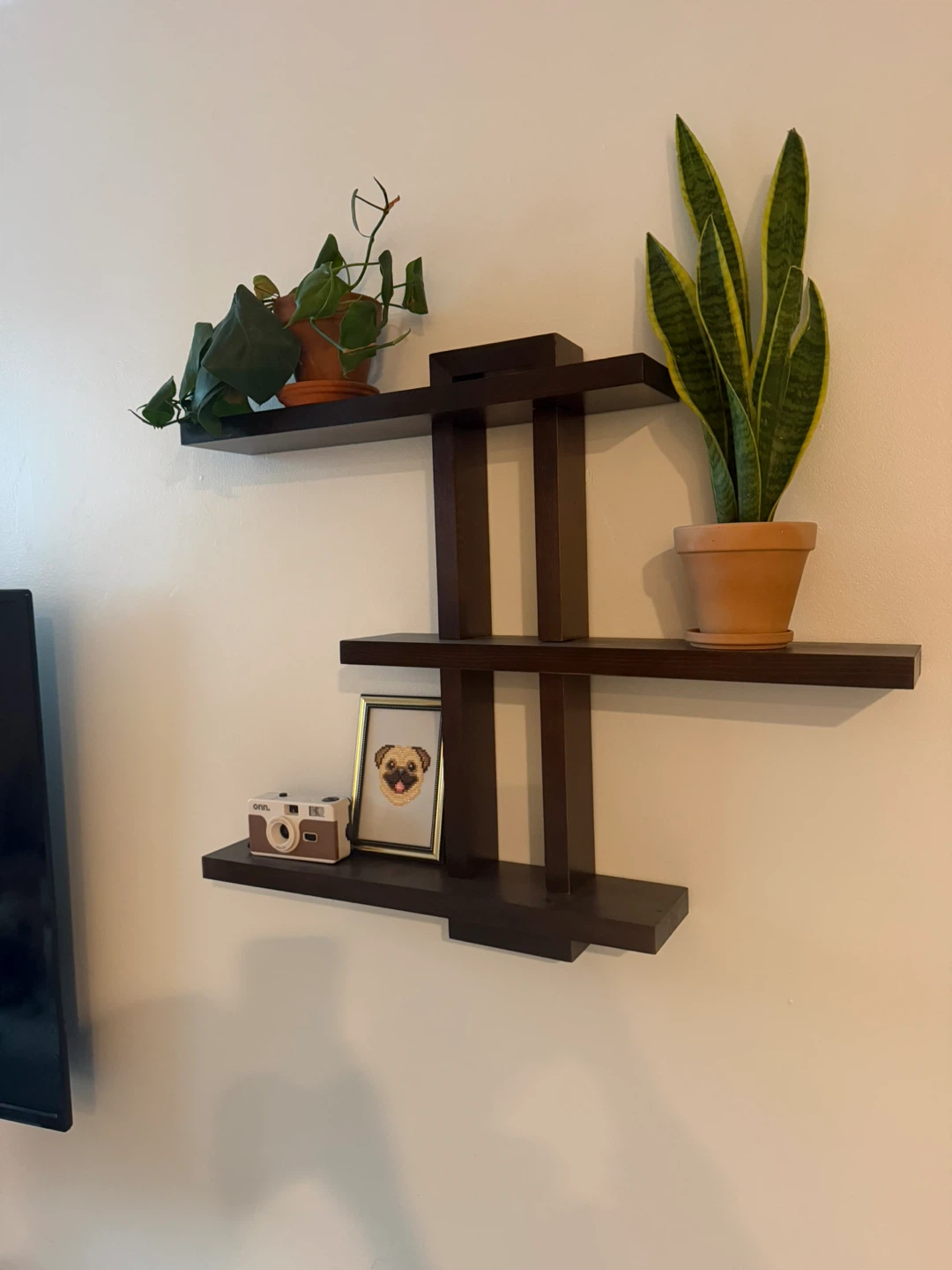 Dark Brown Wall-Mounted Floating Shelf Unit Modular - photo 3