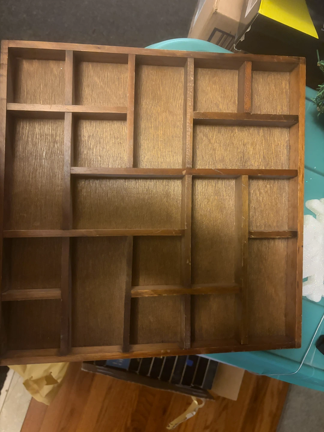 Vintage Wooden Shadow Box Organizer