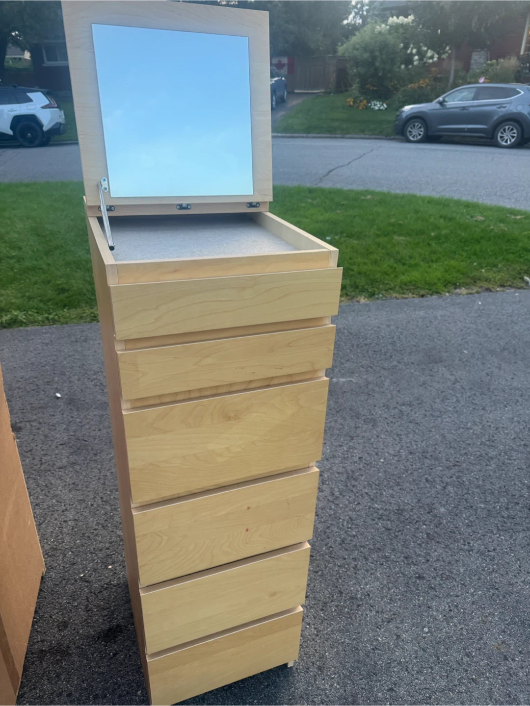 Ikea Light Wood Jewellery Cabinet with Flip-Top Mirror - photo 2