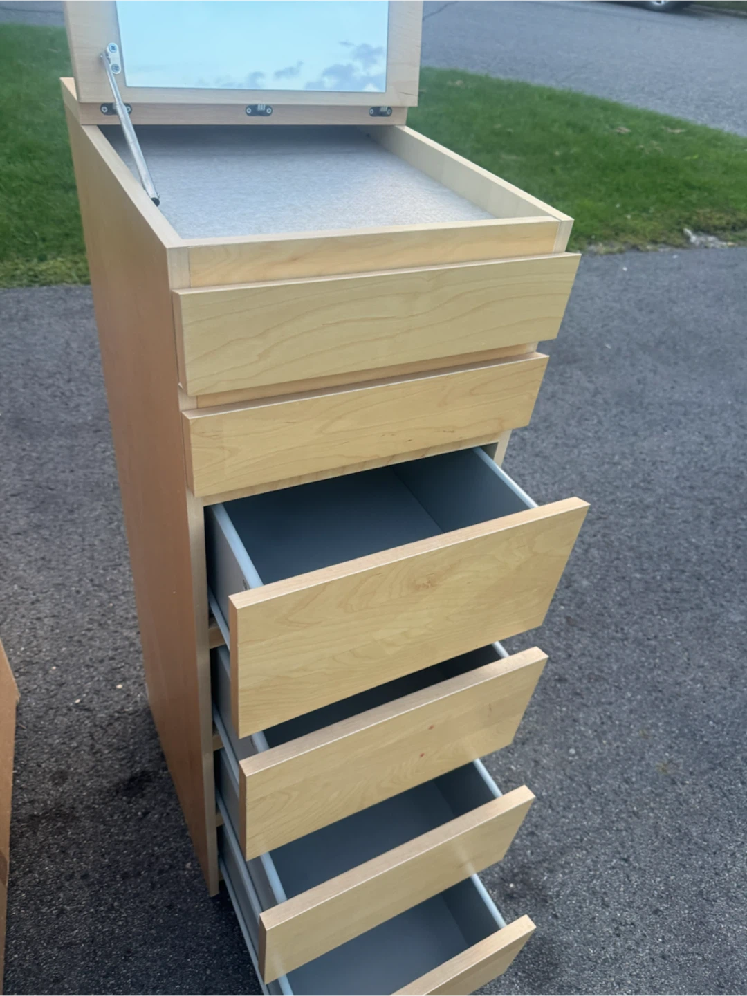 Ikea Light Wood Jewellery Cabinet with Flip-Top Mirror - photo 5