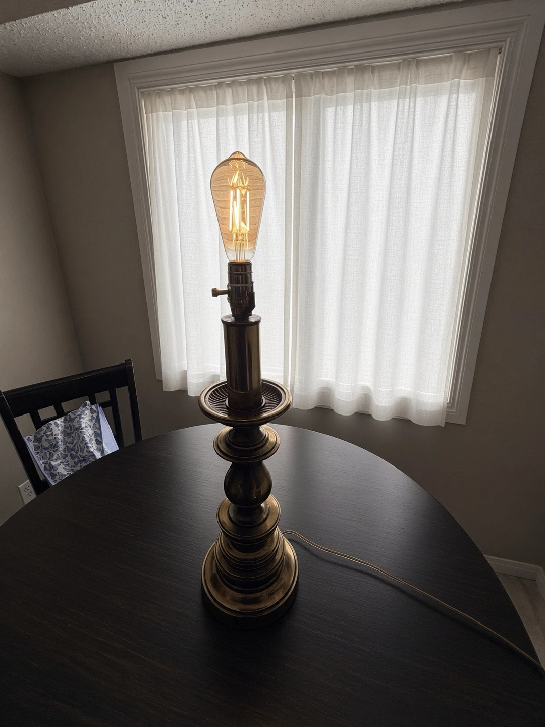 Vintage Brass Candlestick Table Lamp - photo 2