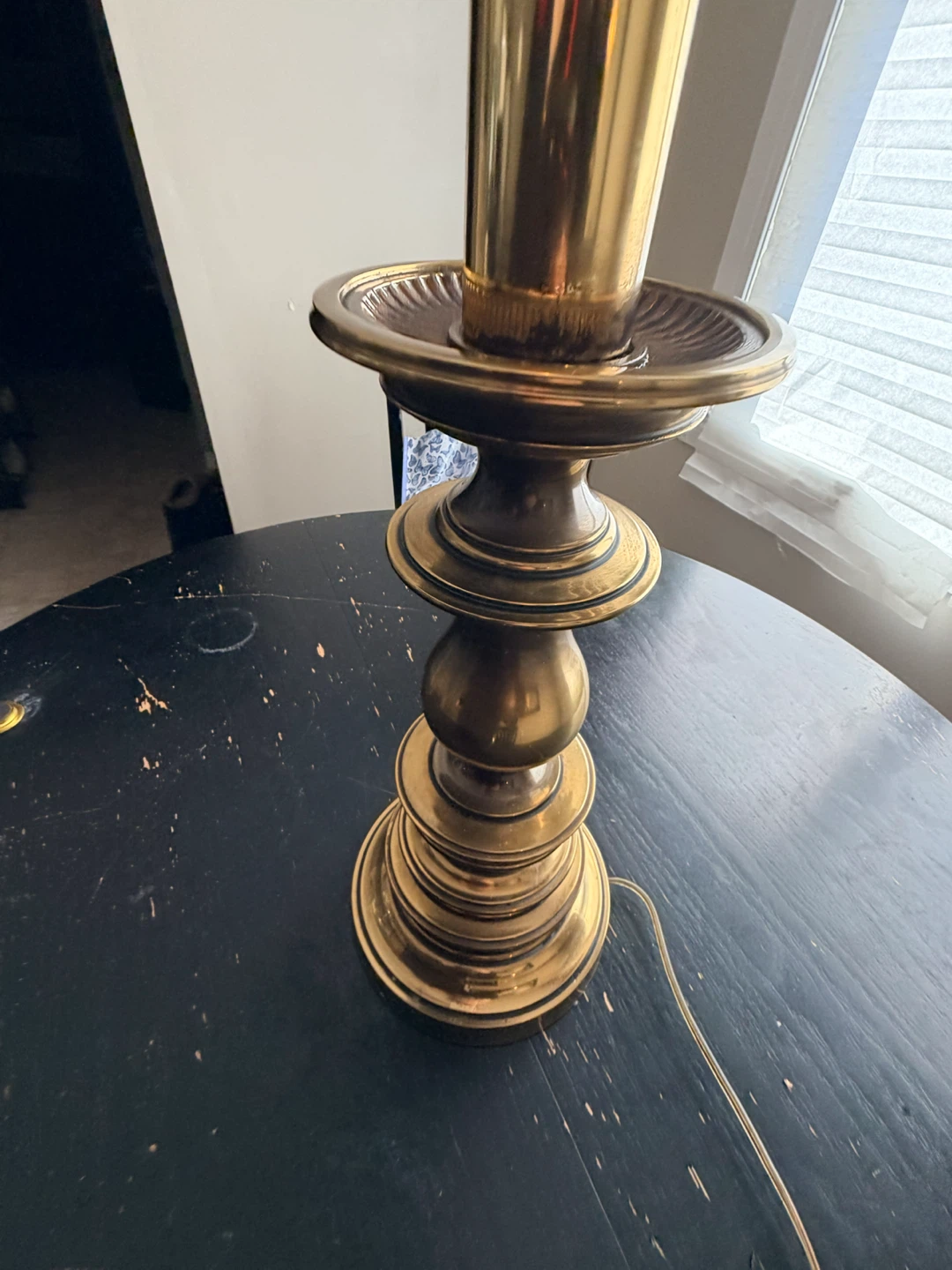 Vintage Brass Candlestick Table Lamp - photo 4