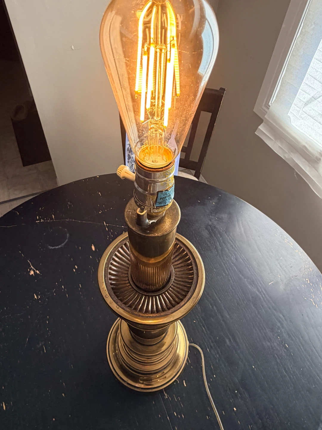 Vintage Brass Candlestick Table Lamp - photo 5