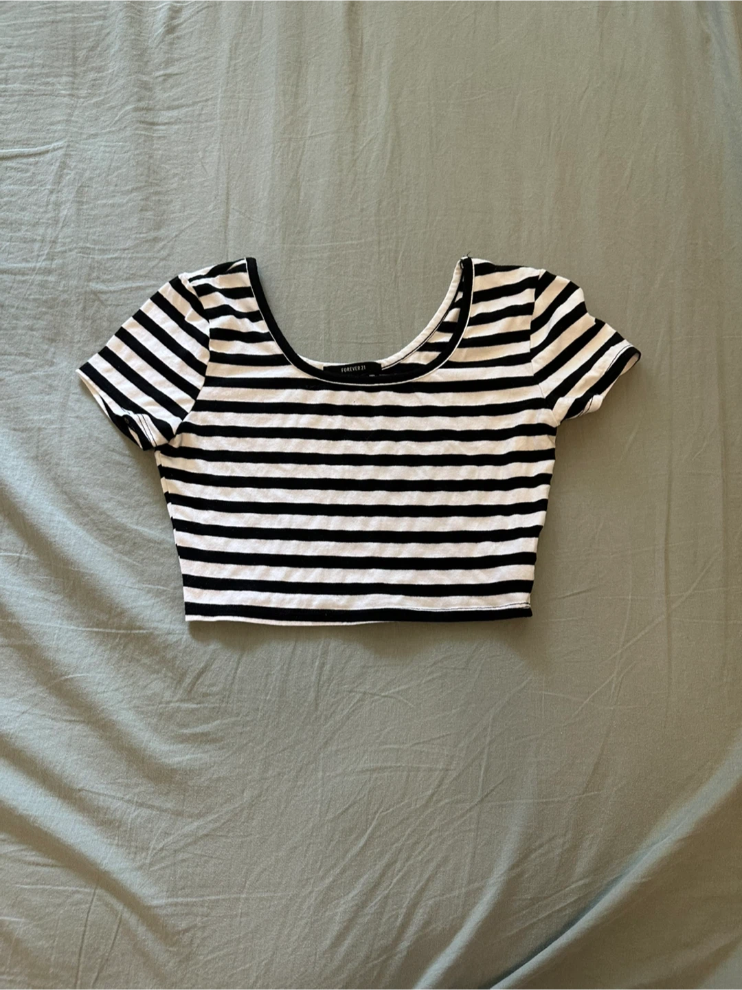 Black and White Striped Crop Top