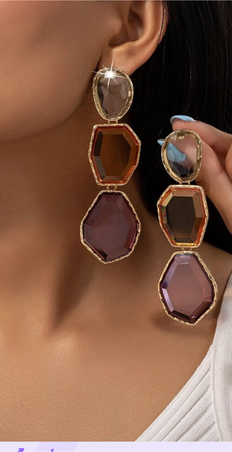 Trio Gemstone Drop Earrings