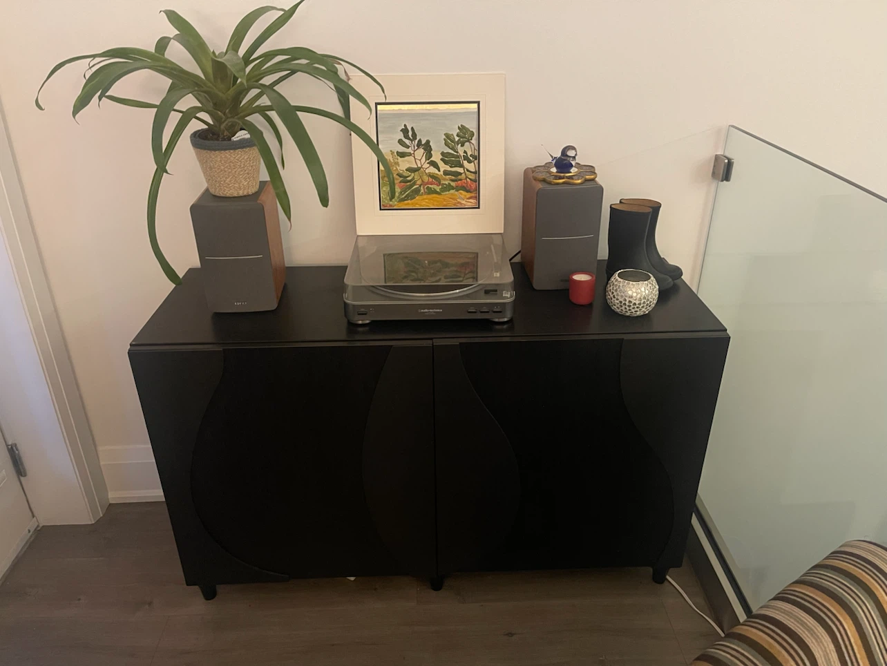 Like new black hutch cabinet