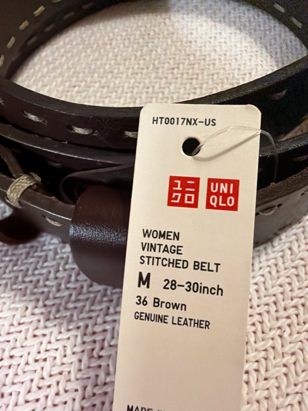 Uniqlo Women's Vintage Stitched Leather Belt - photo 2