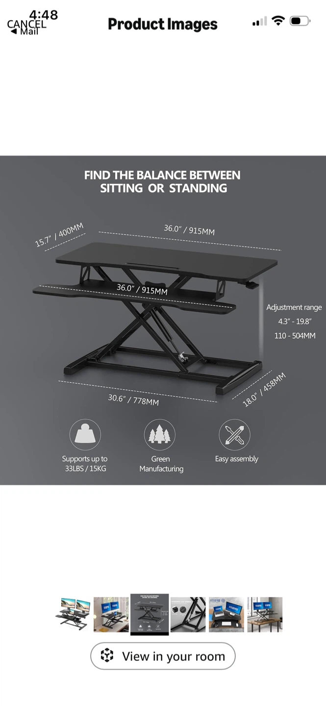 FITUEYES Standing Desk Converter - photo 5
