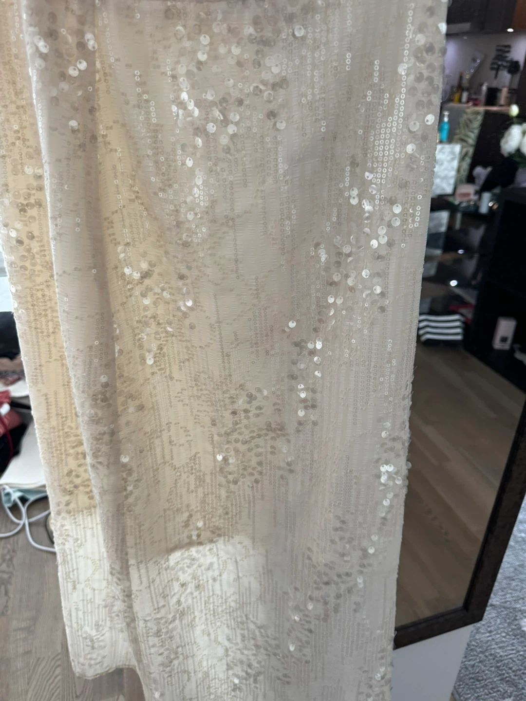 XS Shining Cream Sequin Maxi Skirt - photo 2