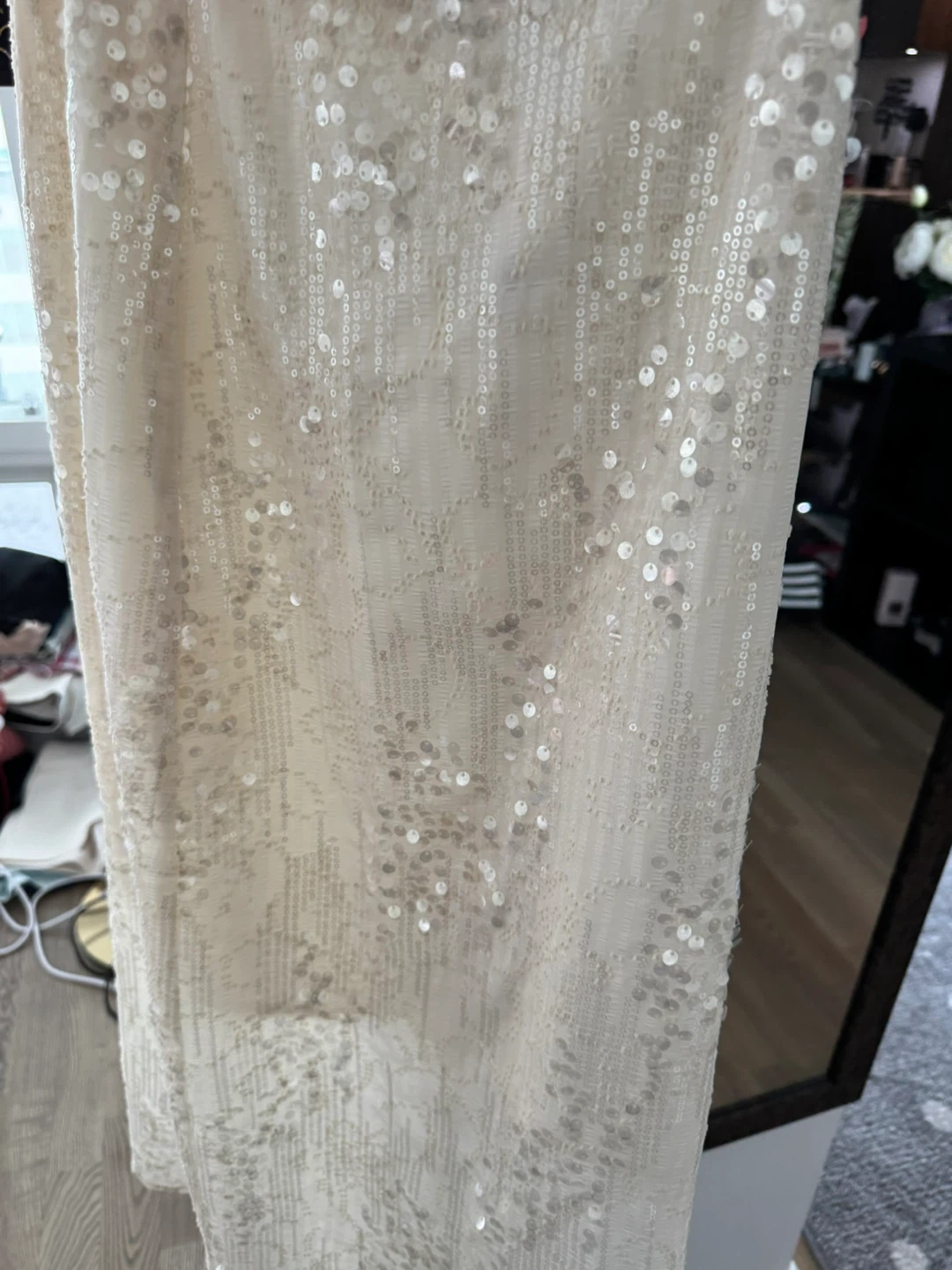 XS Shining Cream Sequin Maxi Skirt - photo 3