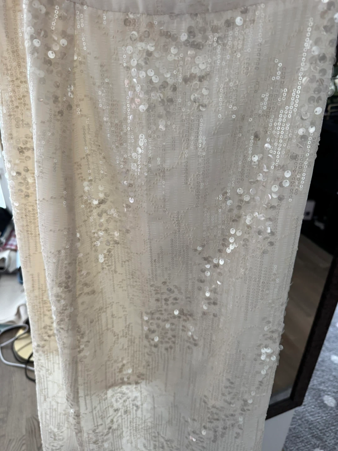 XS Shining Cream Sequin Maxi Skirt - photo 4