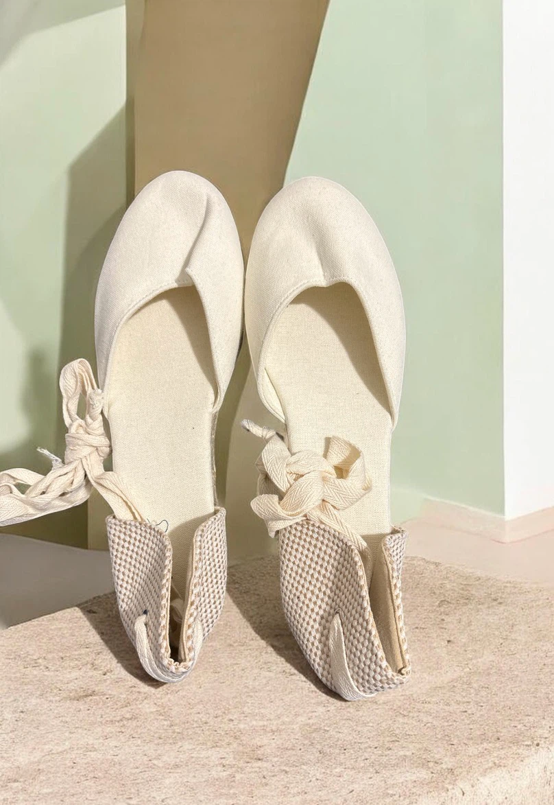 Cream Canvas Espadrille Wedges Size 40 - photo 2