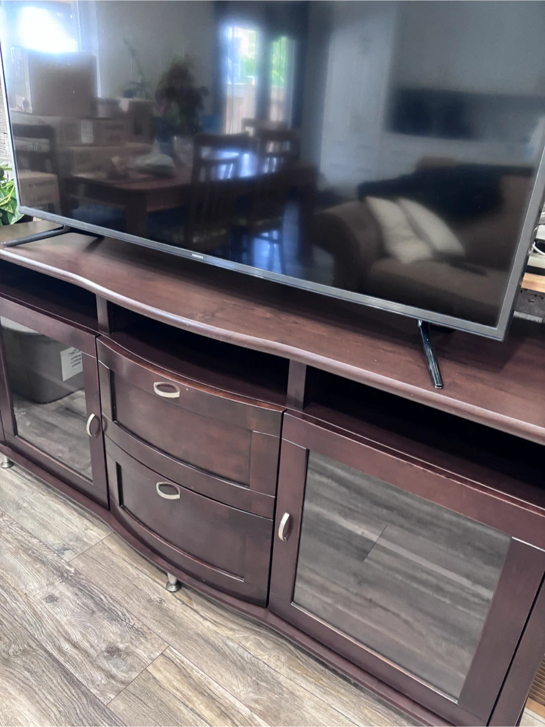 Dark Brown Media Console TV Stand