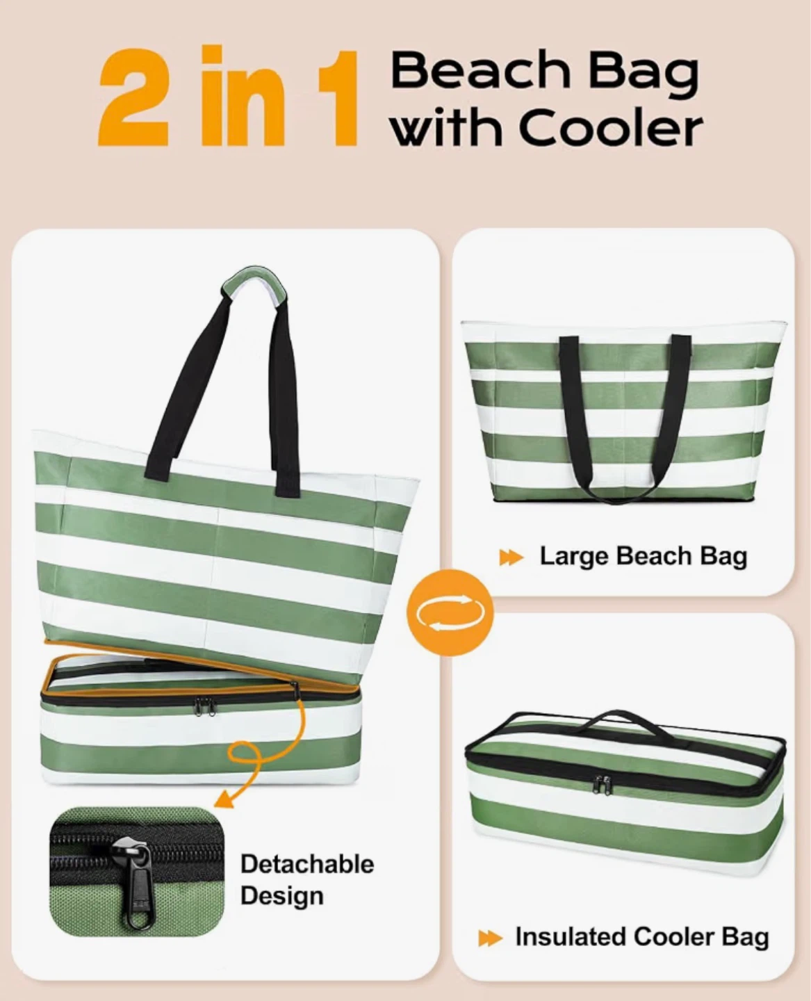 2-in-1 Insulated Beach Bag and Cooler - photo 3