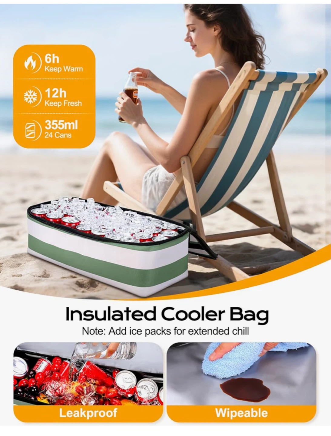 2-in-1 Insulated Beach Bag and Cooler - photo 4