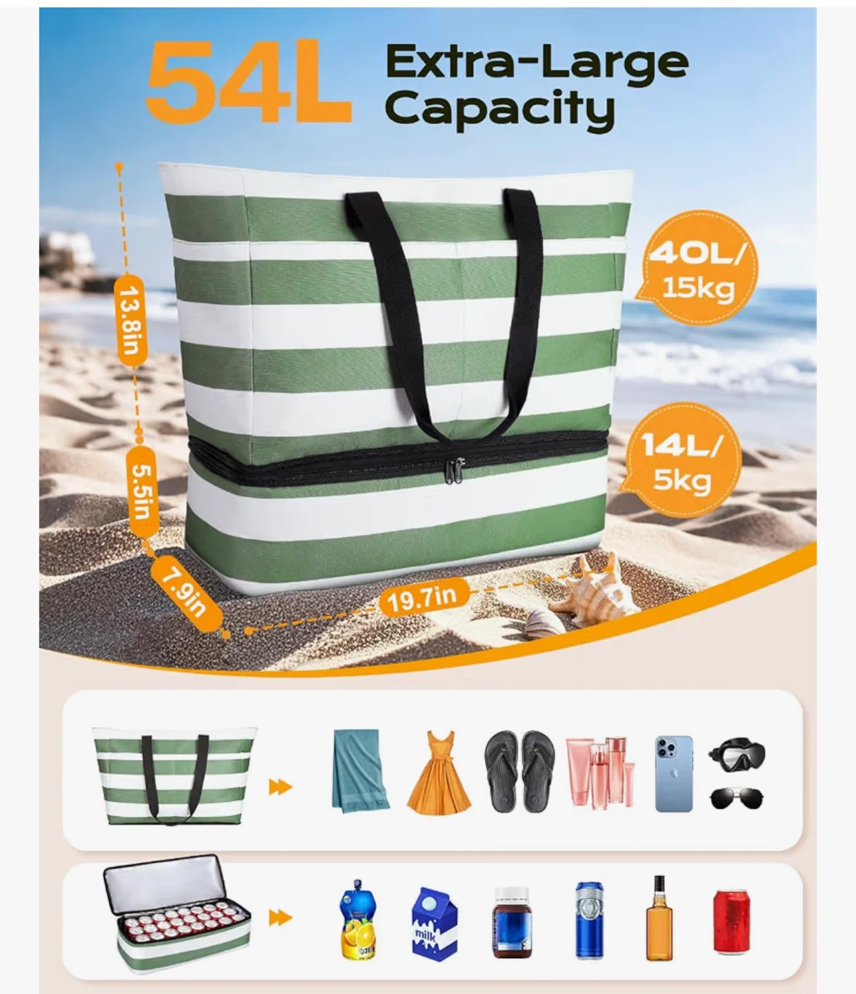 2-in-1 Insulated Beach Bag and Cooler - photo 2