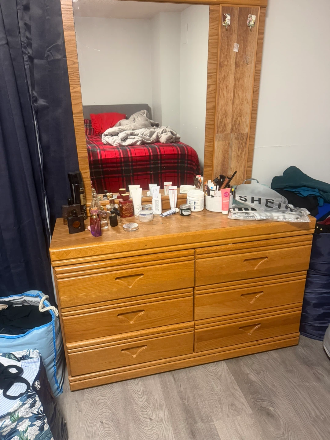 Wood Dresser with Mirror