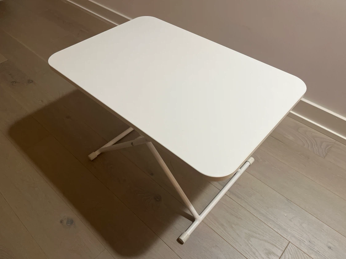 White Adjustable Folding Side Table