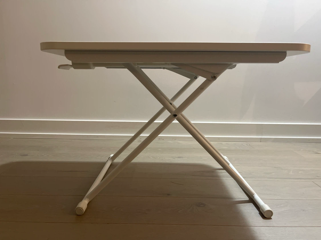 White Adjustable Folding Side Table - photo 2