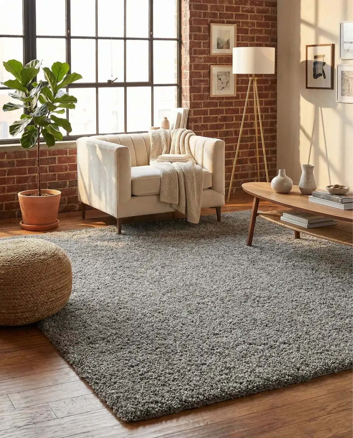 Brand New Unique Loom Solo Solid Shag Rug 8x10 – Cloud Gray