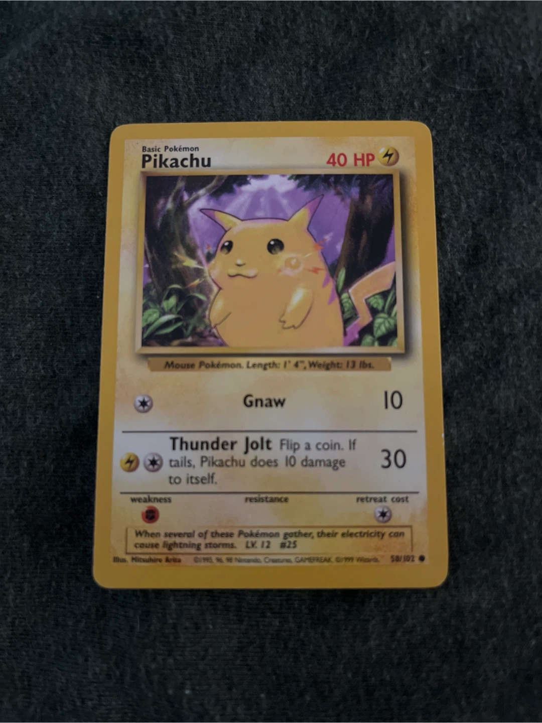 Pikachu Base Set Trading Card 58/102 - photo 4