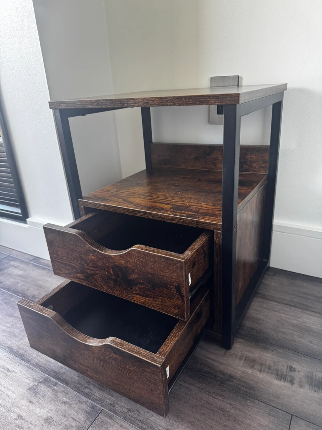 Industrial Style Nightstand with Two Drawers - photo 3