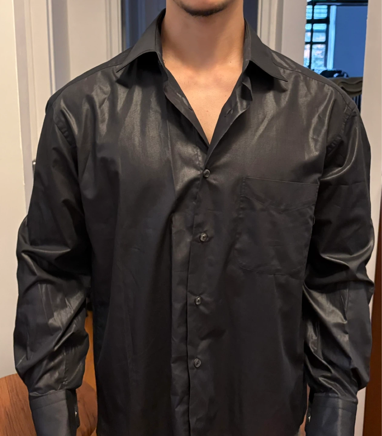 Vivaldi Men's Black Long Sleeve Dress Shirt