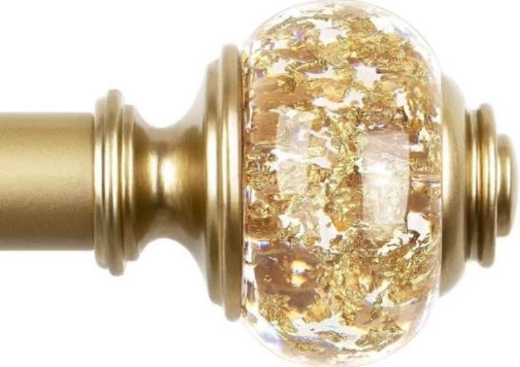 Brand New Gold Adjustable Curtain Rod 32-58" - Glass Ends - photo 3