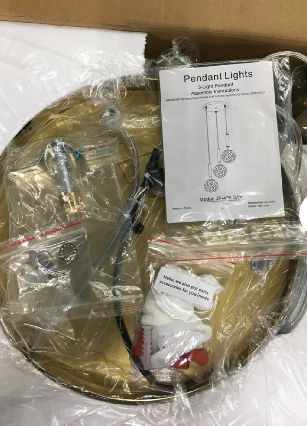 New 3-Light Gold Pendant Fixture - photo 4
