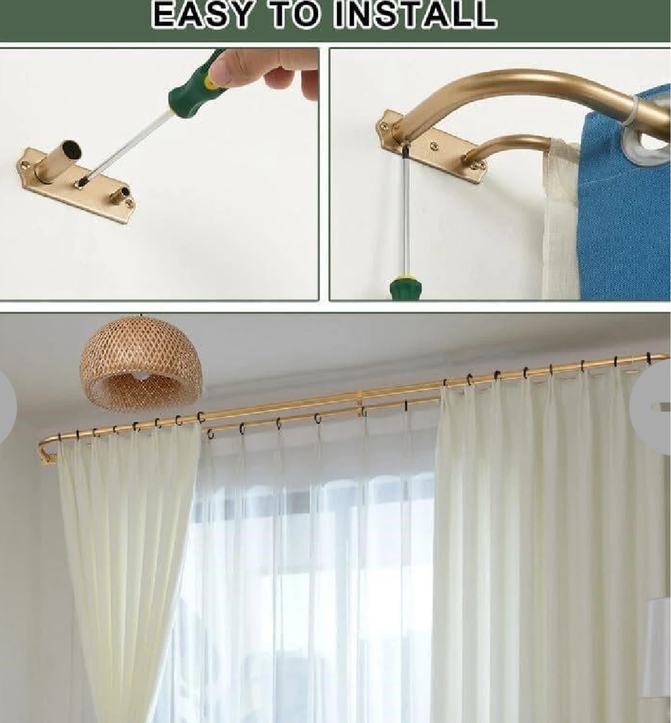 Double Curtain Rod Wrap Around Design Gold - photo 3