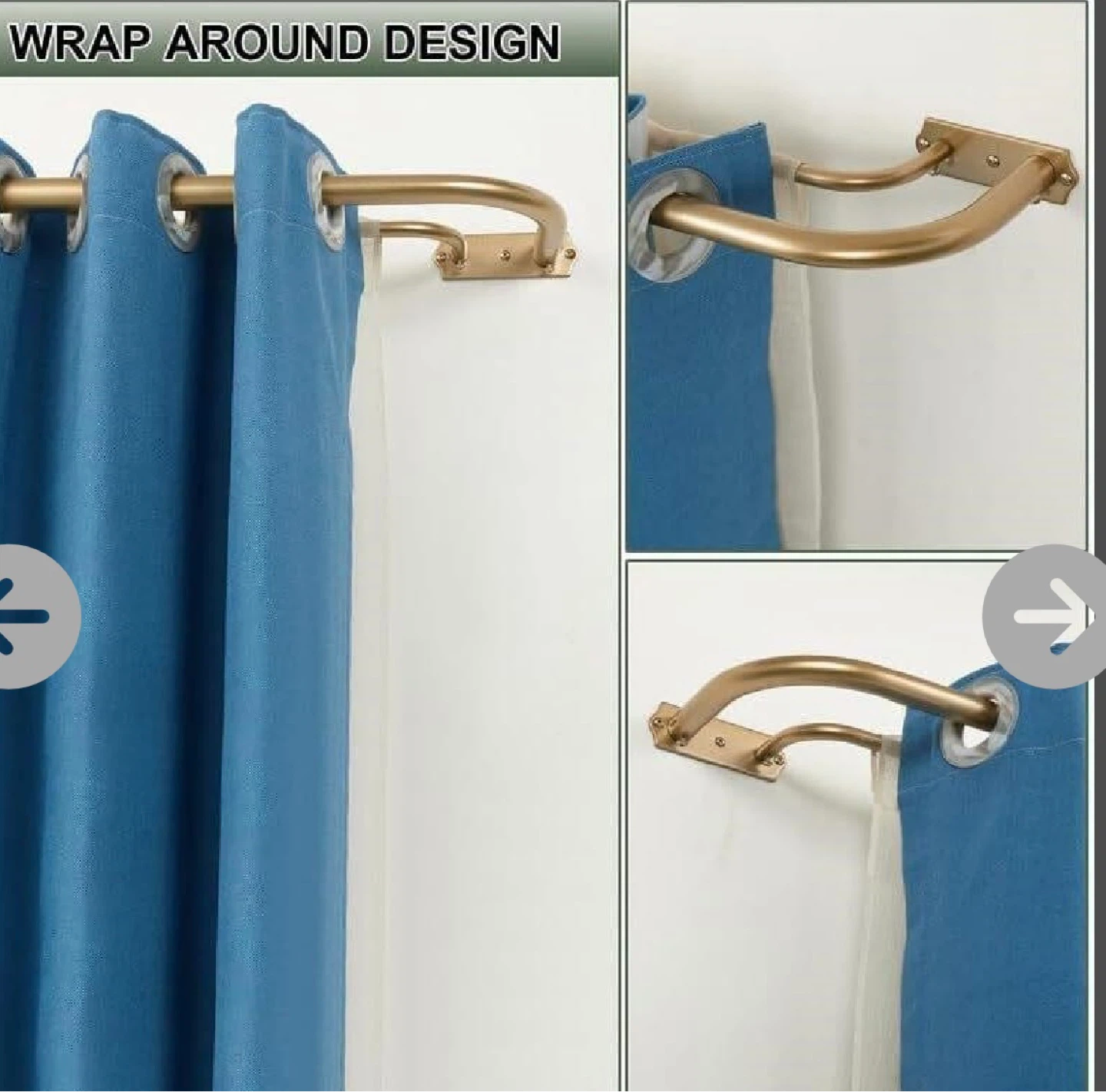 Double Curtain Rod Wrap Around Design Gold - photo 2