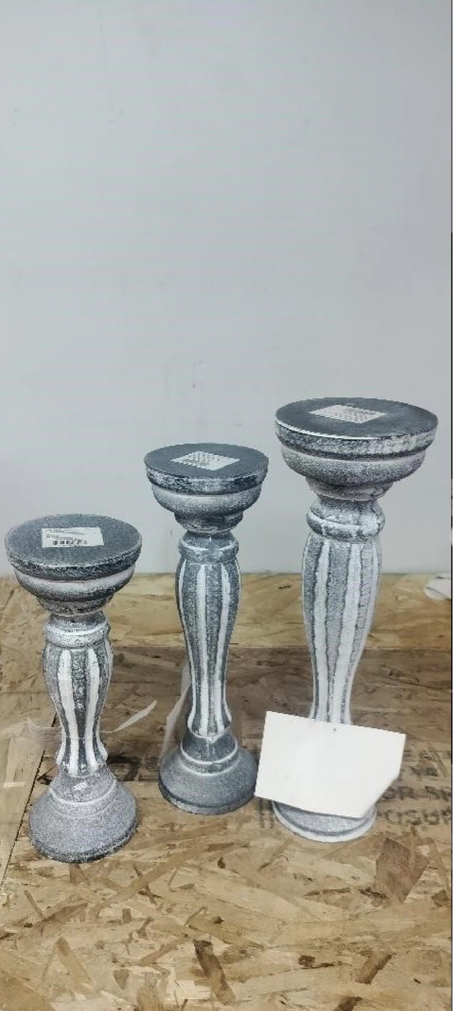 Deco 79 Wood Candle Holders - Set of 3