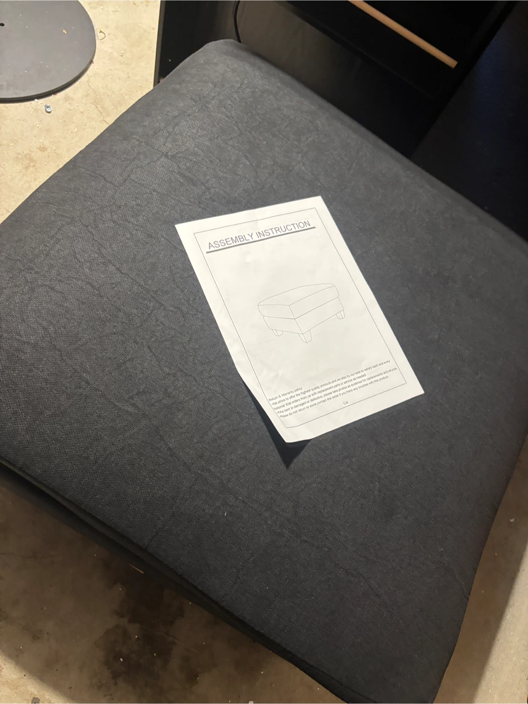 Dark Grey Fabric Storage Ottoman