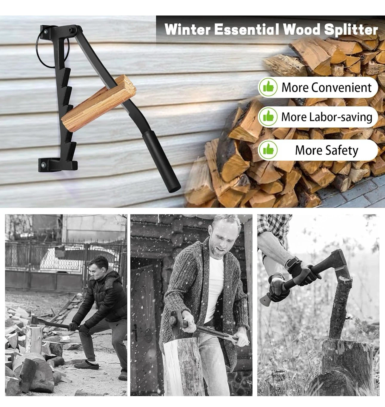 Wall-Mounted Carbon Steel Log Splitter - photo 2