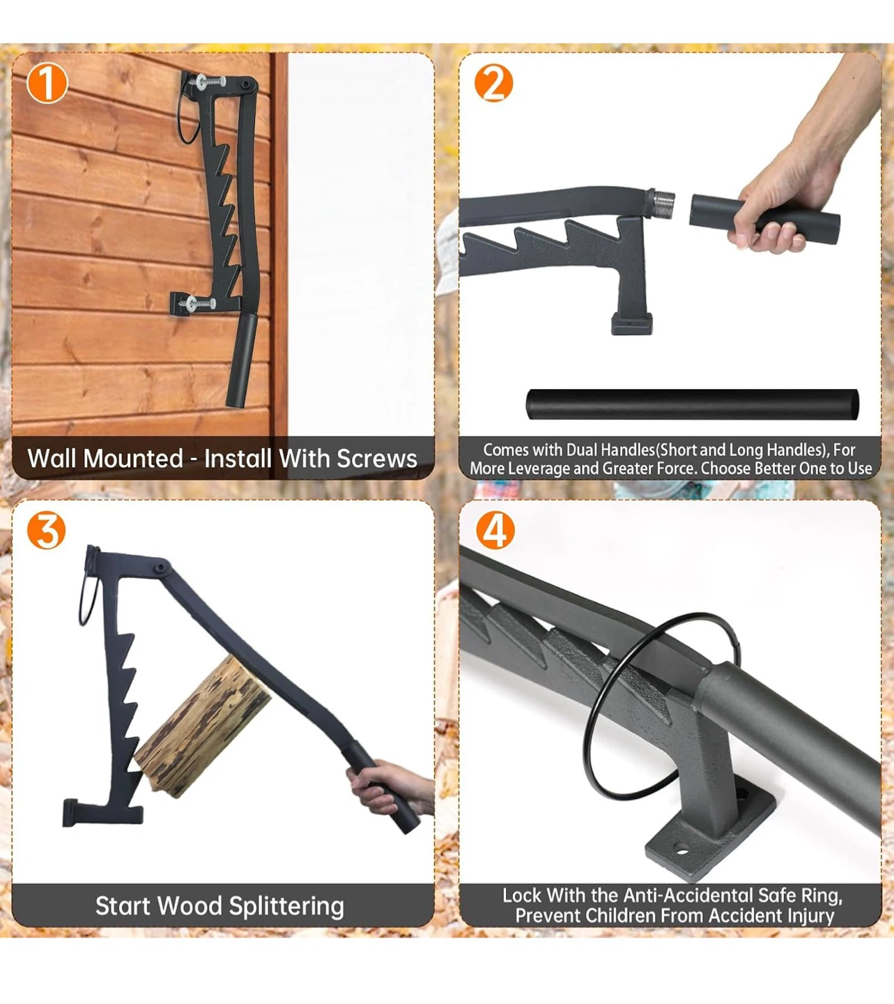 Wall-Mounted Carbon Steel Log Splitter - photo 4