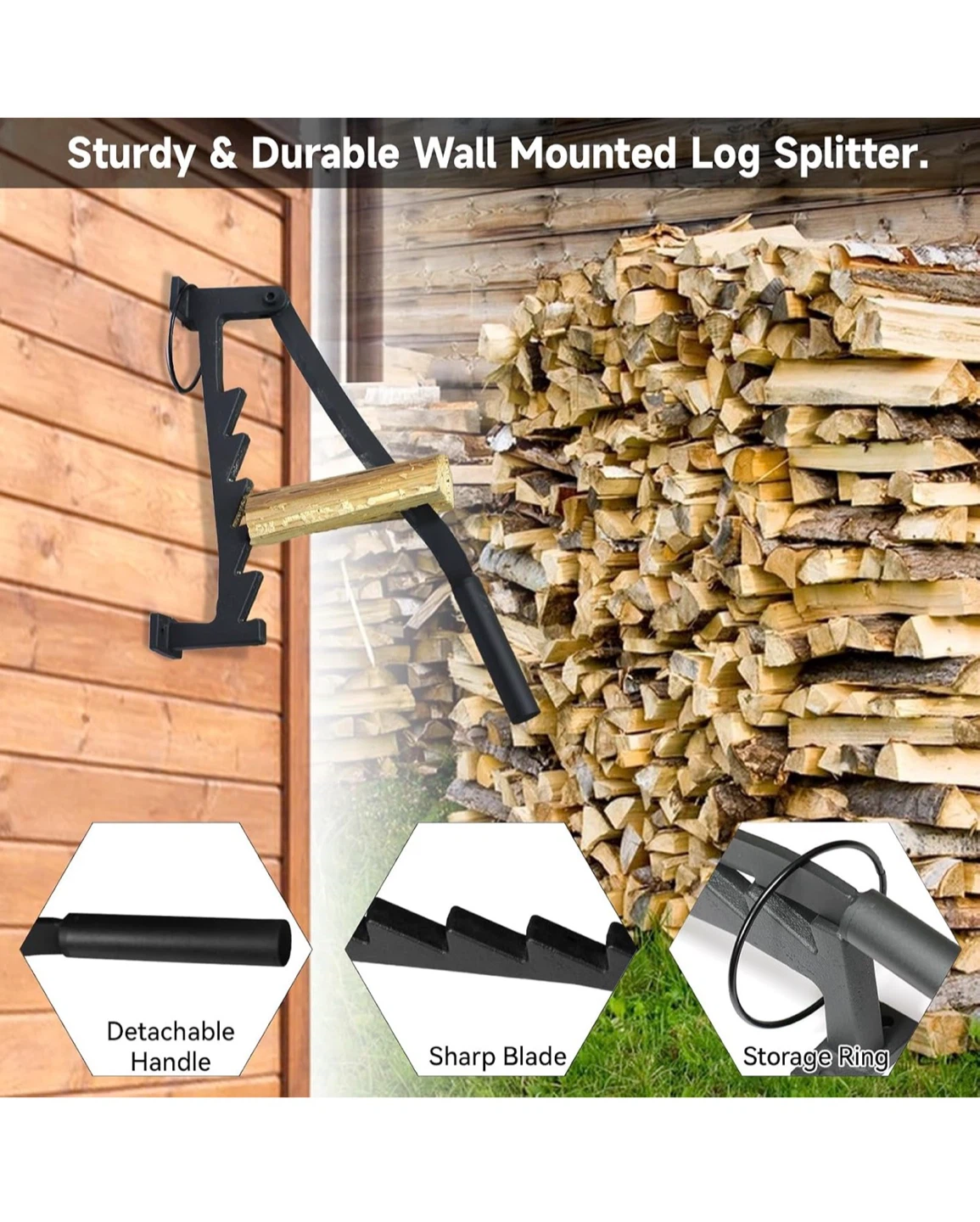 Wall-Mounted Carbon Steel Log Splitter - photo 5
