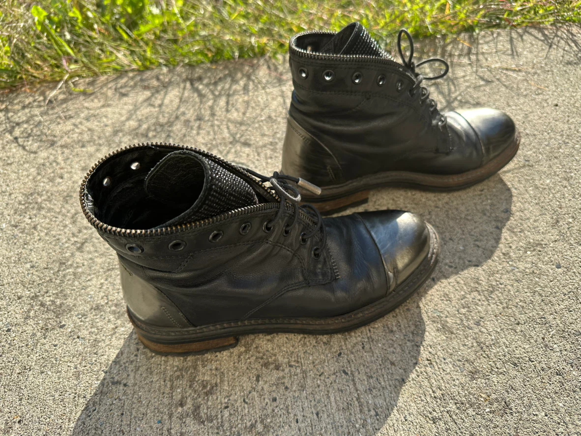 Black Leather Lace-Up Boots Size 38 - photo 2