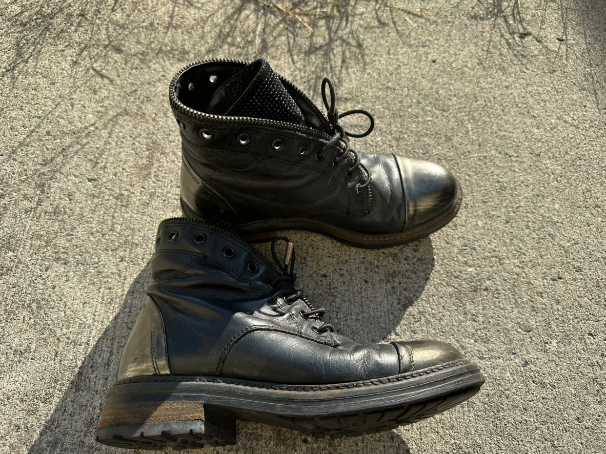 Black Leather Lace-Up Boots Size 38 - photo 5