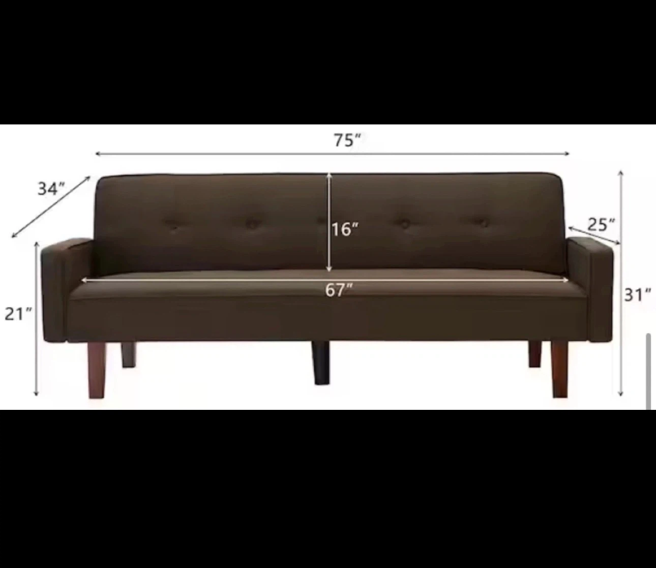 Brown wayfair futon Sofa Bed (delivery available) - photo 4