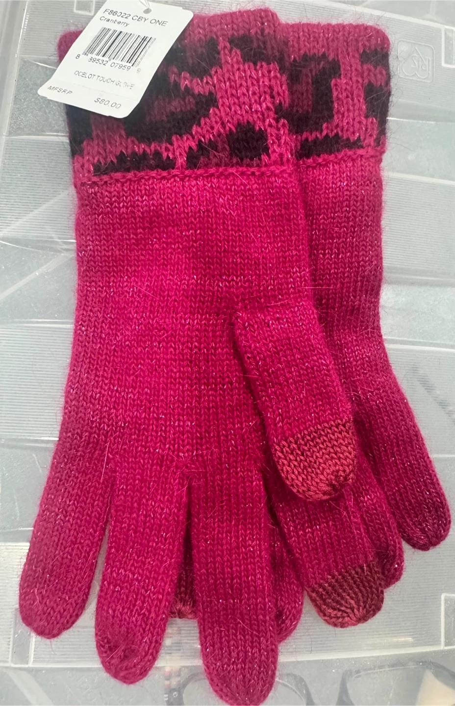 Coach Ocelot Touch Gloves in Cranberry