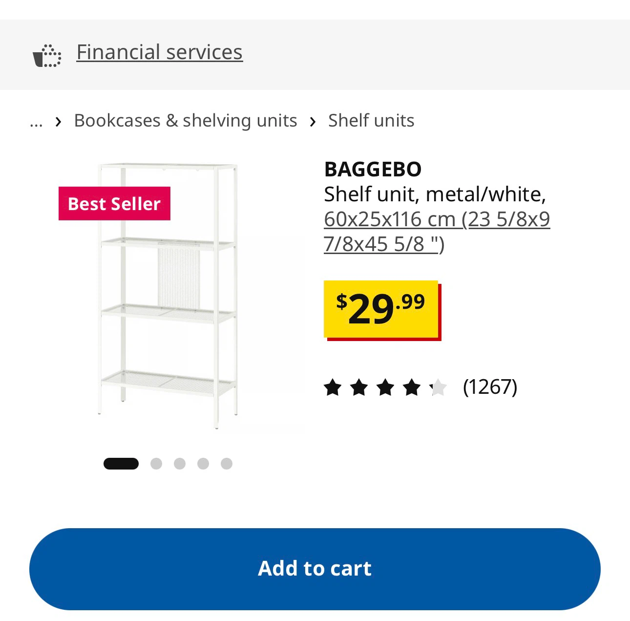 IKEA BAGGEBO White Metal Shelf Unit - photo 4