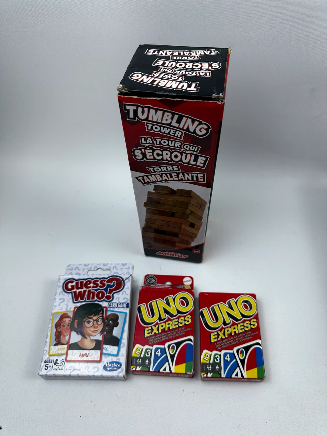 Bundle of Games: Tumbling Tower, Guess Who, and Uno Express - photo 2